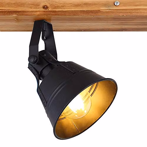 Globo Lighting Industrial Wood and Metal Downlight in Brown with E27 Socket – 4