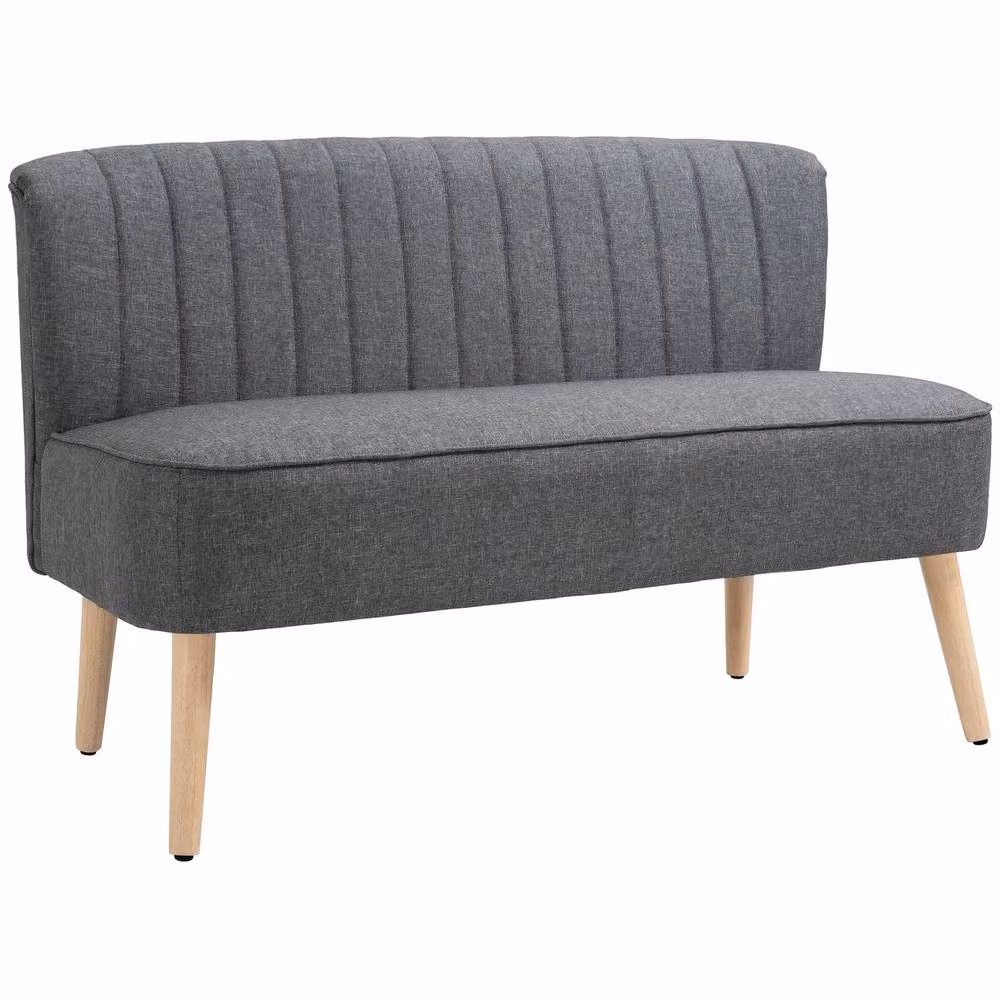 HOMCOM Grey Upholstered 2 Seater Loveseat Sofa – 3