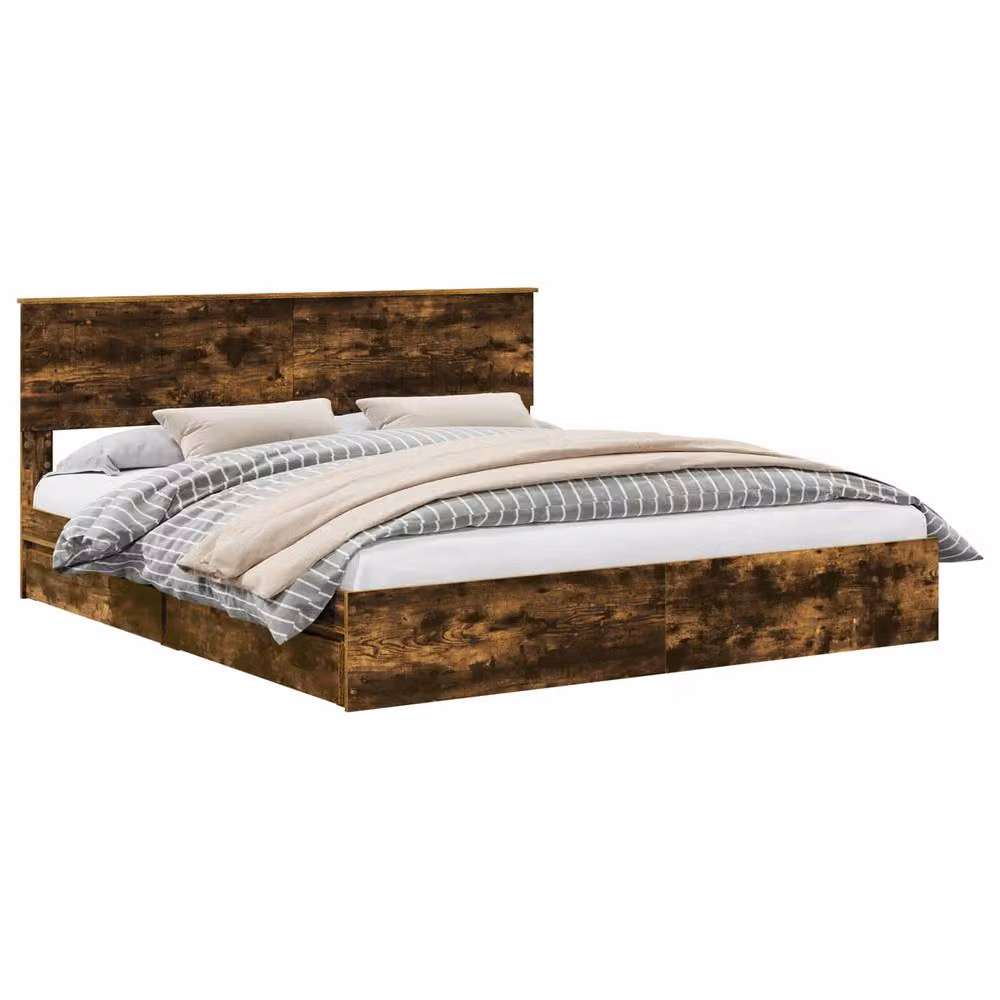 Berkfield Home Smoked Oak Storage Bed with Drawers, Brown, W/D/H: 180 x 200 cm – 2