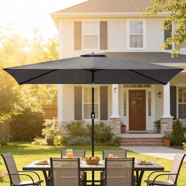 Outsunny Garden Parasol Outdoor Umbrella with Tilt Function in Dark Grey