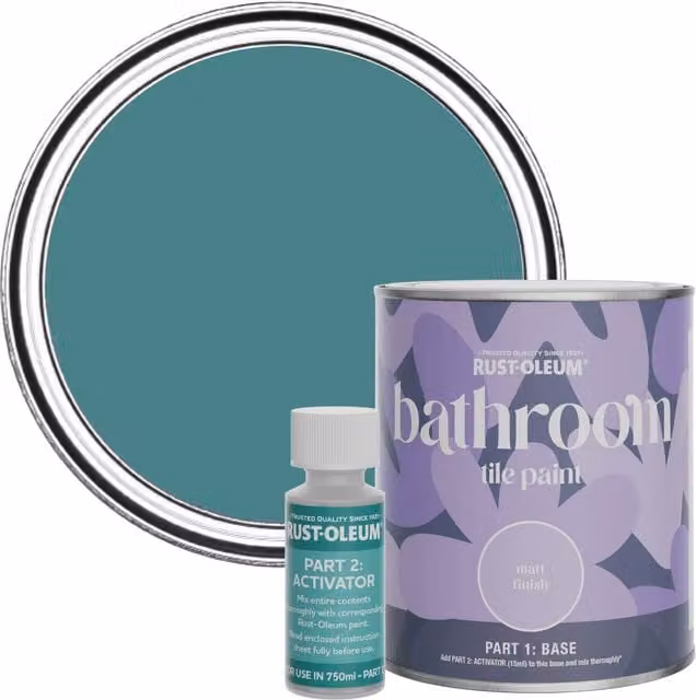 Rust-Oleum Bathroom Tile Paint in Matt Finish, Peacock Suit Green, 750ml