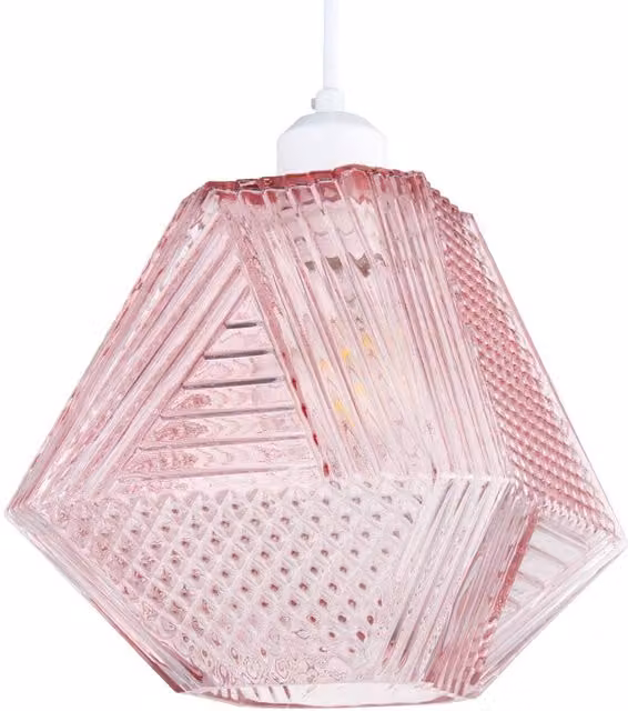 First Choice Lighting Prism Pink Glass Easy Fit Pendant Shade