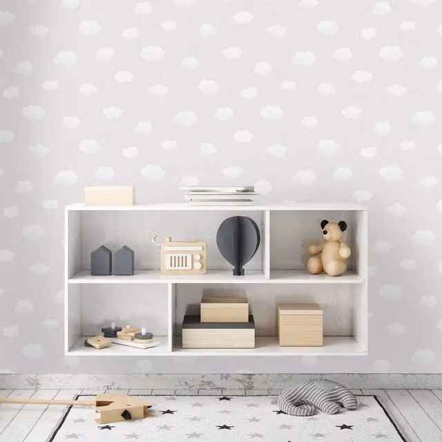 Holden Decor Cloudy Sky Abstract Nature Wallpaper in Grey, Blue and Pink