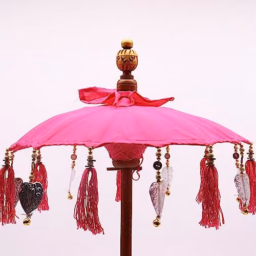 Serenityy Bali Home Decor Pink Cotton Tabletop Parasol – 3