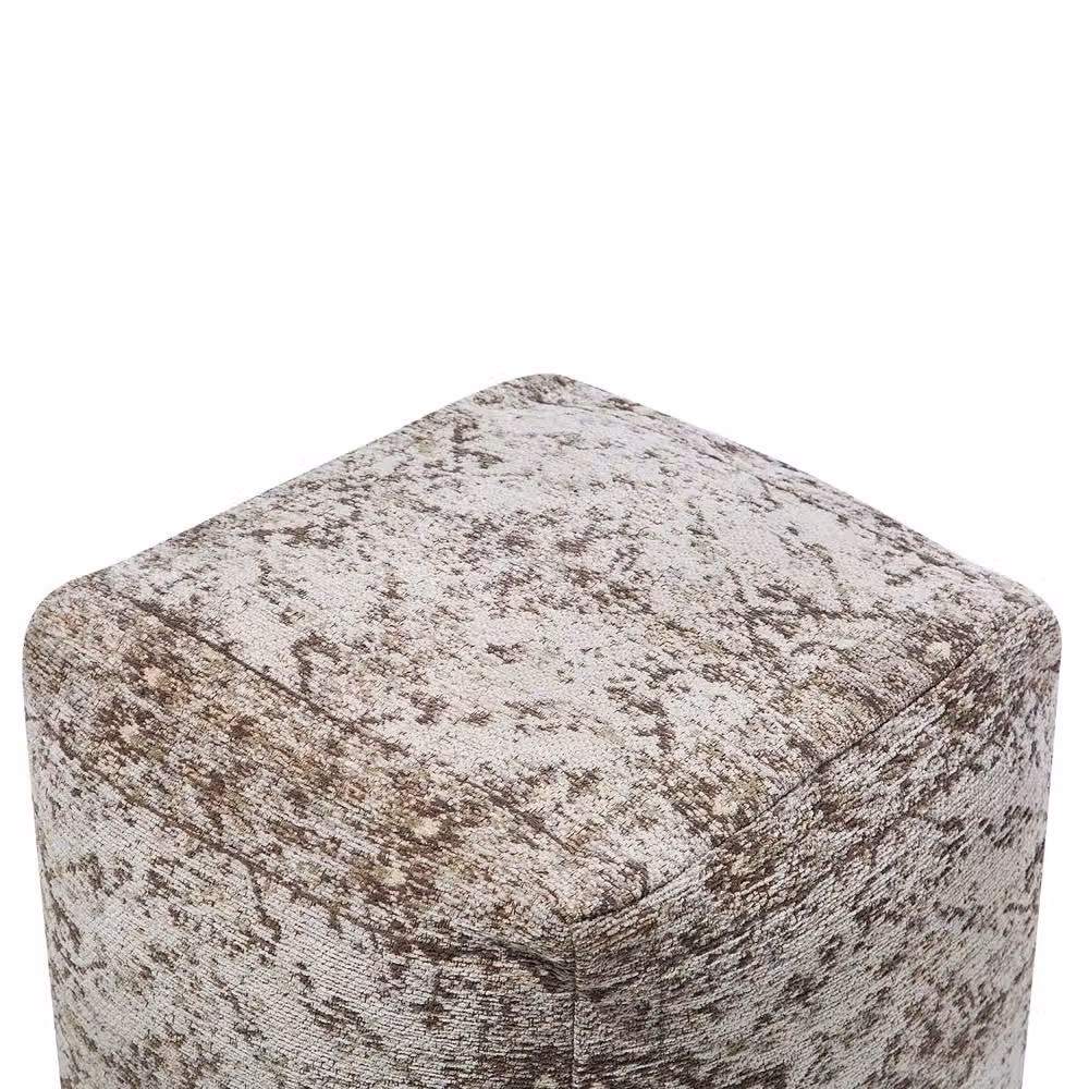 Wyld and Coco Brown Cotton Boho Ottoman Pouffe with Abstract Pattern, W/D/H: 40 x 40 x 40 cm – 3
