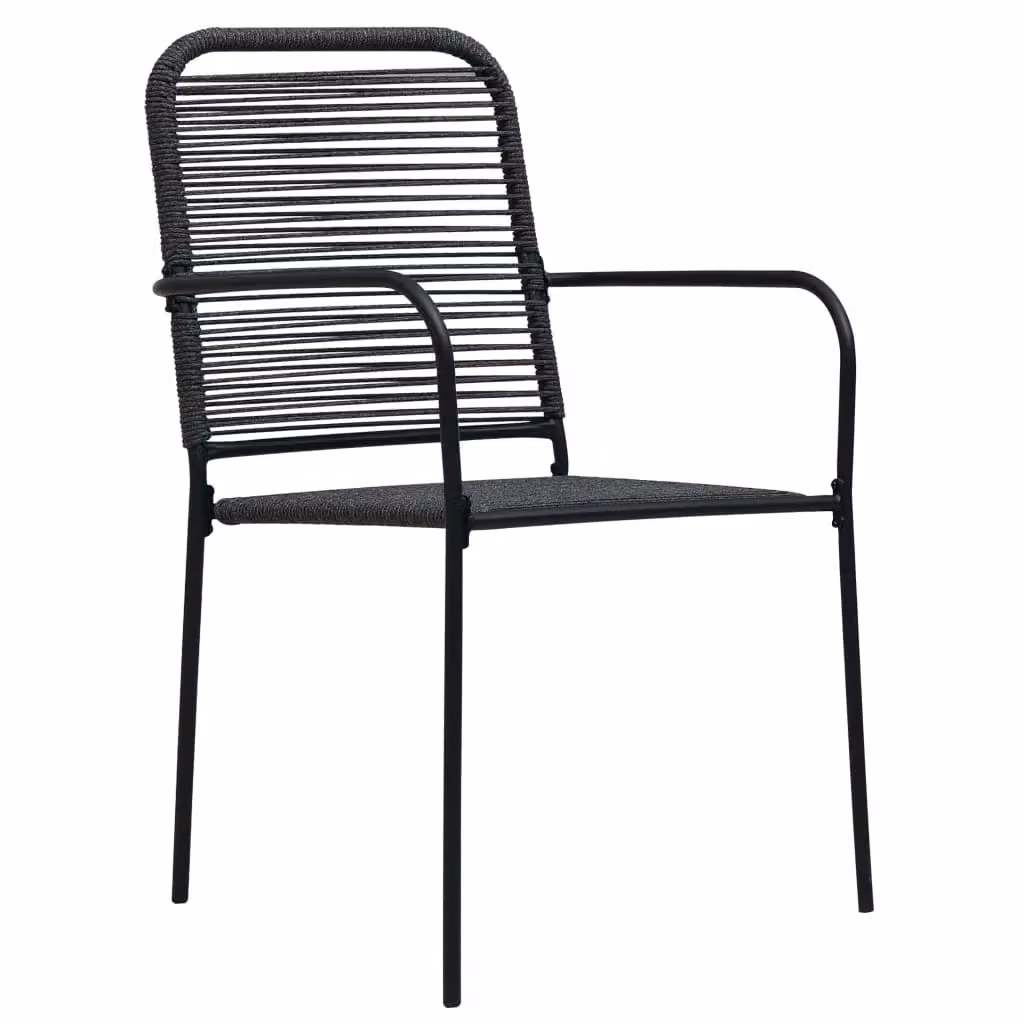 Berkfield Home Modern Garden Chairs Set of 2 in Black Cotton Rope and Matt Steel – 2
