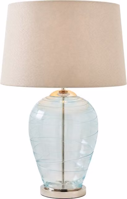 Litecraft Visconte Sarno Table Lamp in Blue and Gold/Brass with Glass and Fabric Details