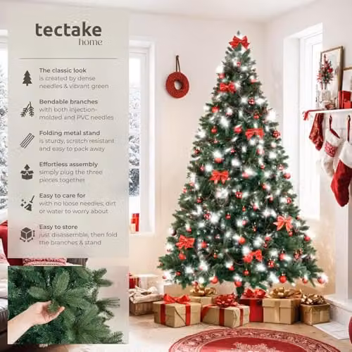 tectake Prancer Artificial Christmas Tree in Green, Height: 210 cm – 2