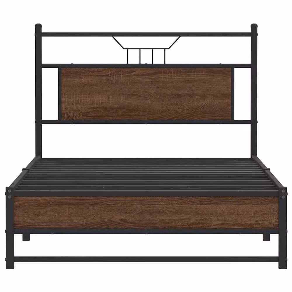 Berkfield Home Bed Frame in Brown Oak, Engineered Wood, W/D/H: 100 x 200 cm – 4