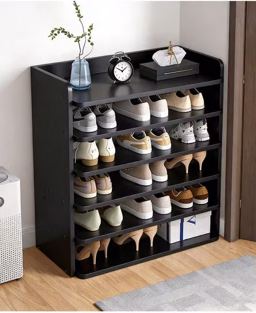 Living and Home 6-Tier Shoe Rack Organiser in Black, Width: 62 cm, Height: 88 cm