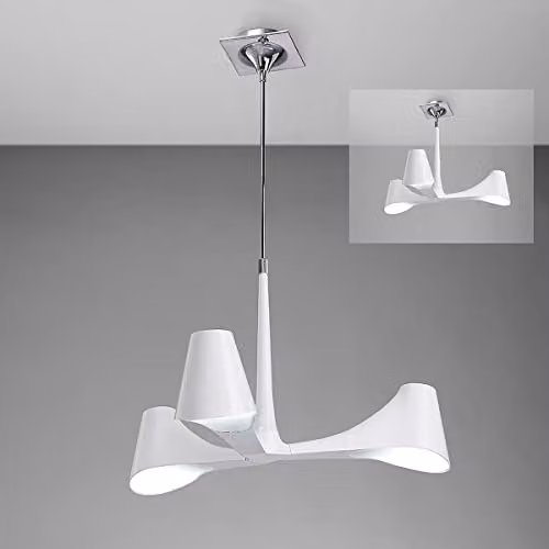 Netlighting Ora Telescopic Semi Flush Ceiling Light in Gloss White and Chrome with 3 x E27 Sockets – 2