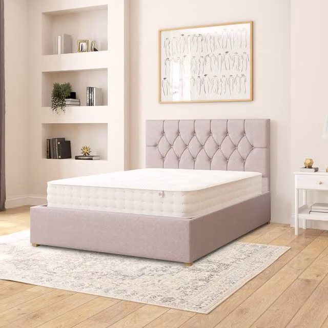 Aspire Olivier Fabric Ottoman Storage Bed in Grey Eire Linen, W/D/H: 140 x 200 cm