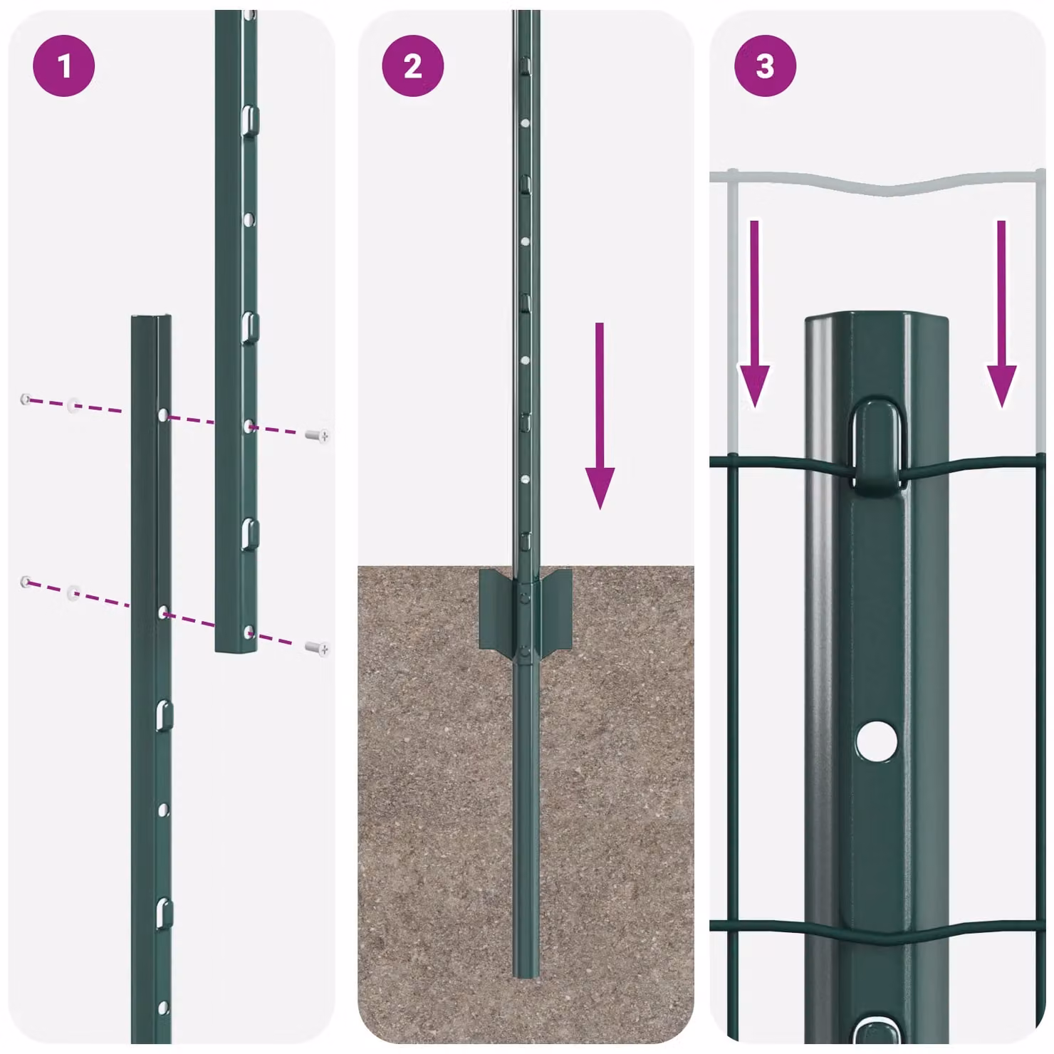 Berkfield Home Euro Fence Green Steel U-Profile with 11 U-Posts, W: 25 m, H: 1.2 m – 6