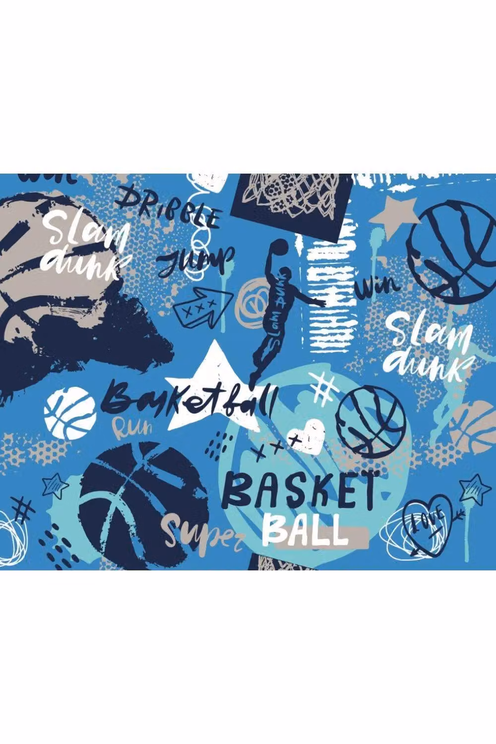 Origin Murals Graffiti Basketball Abstract Wall Mural in Blue, W: 350 cm, H: 280 cm – 2