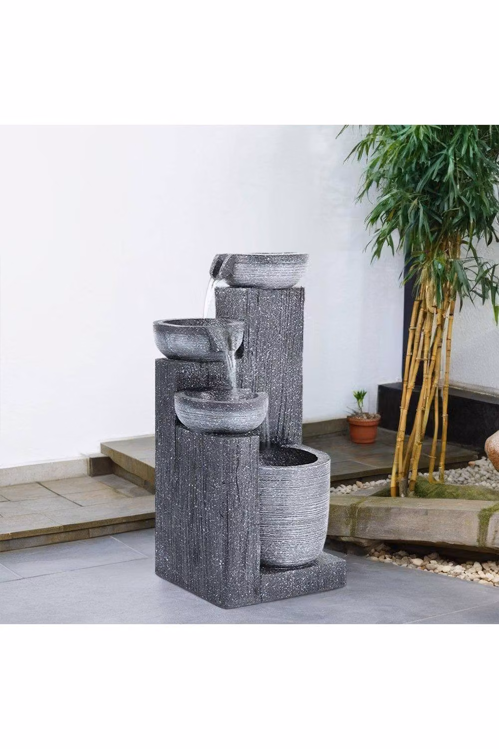 H&O Direct Solar-Powered Stone Water Fountain in Grey – 2