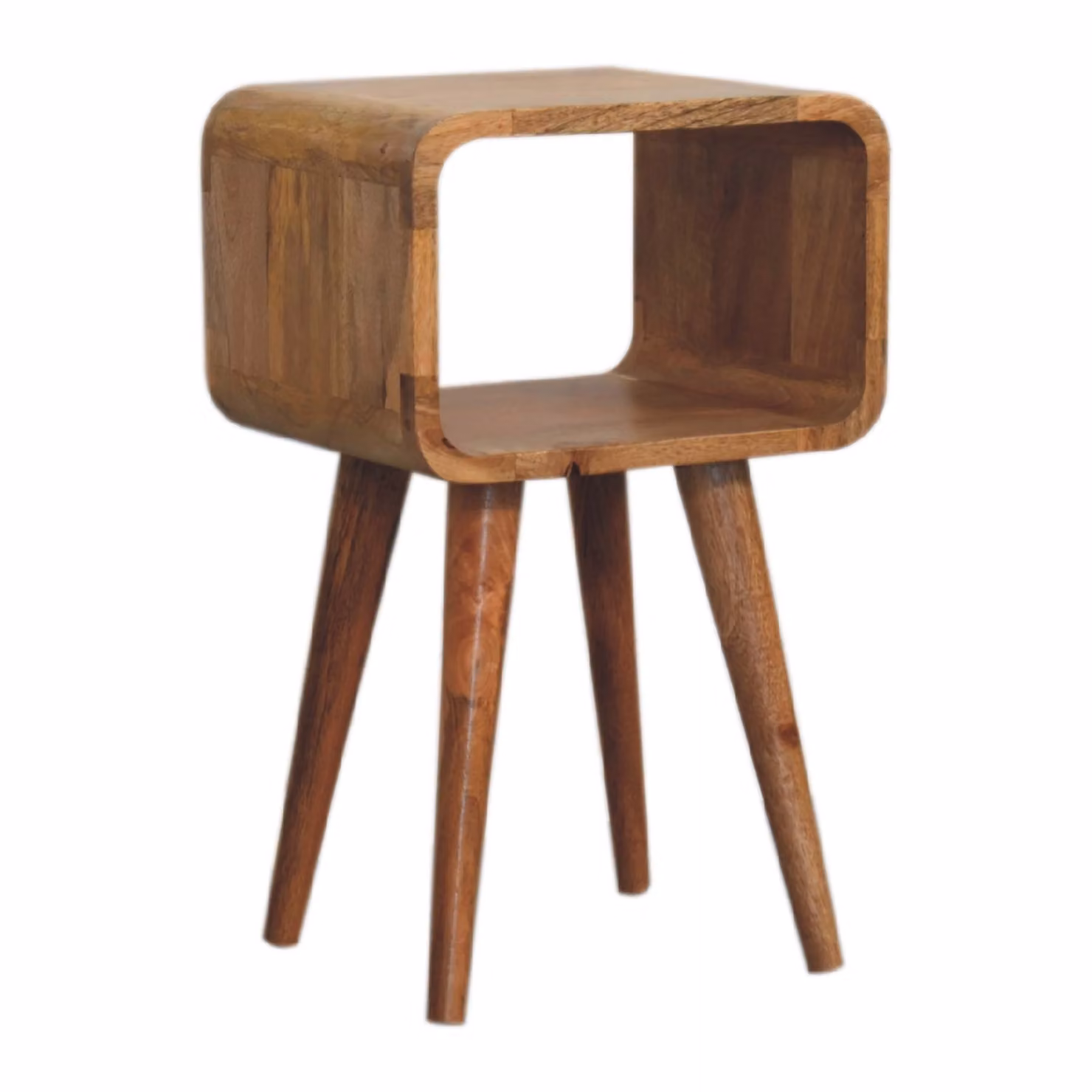 Artisan Furniture Mini Curved Open Bedside Table in Brown Mango Wood – 2
