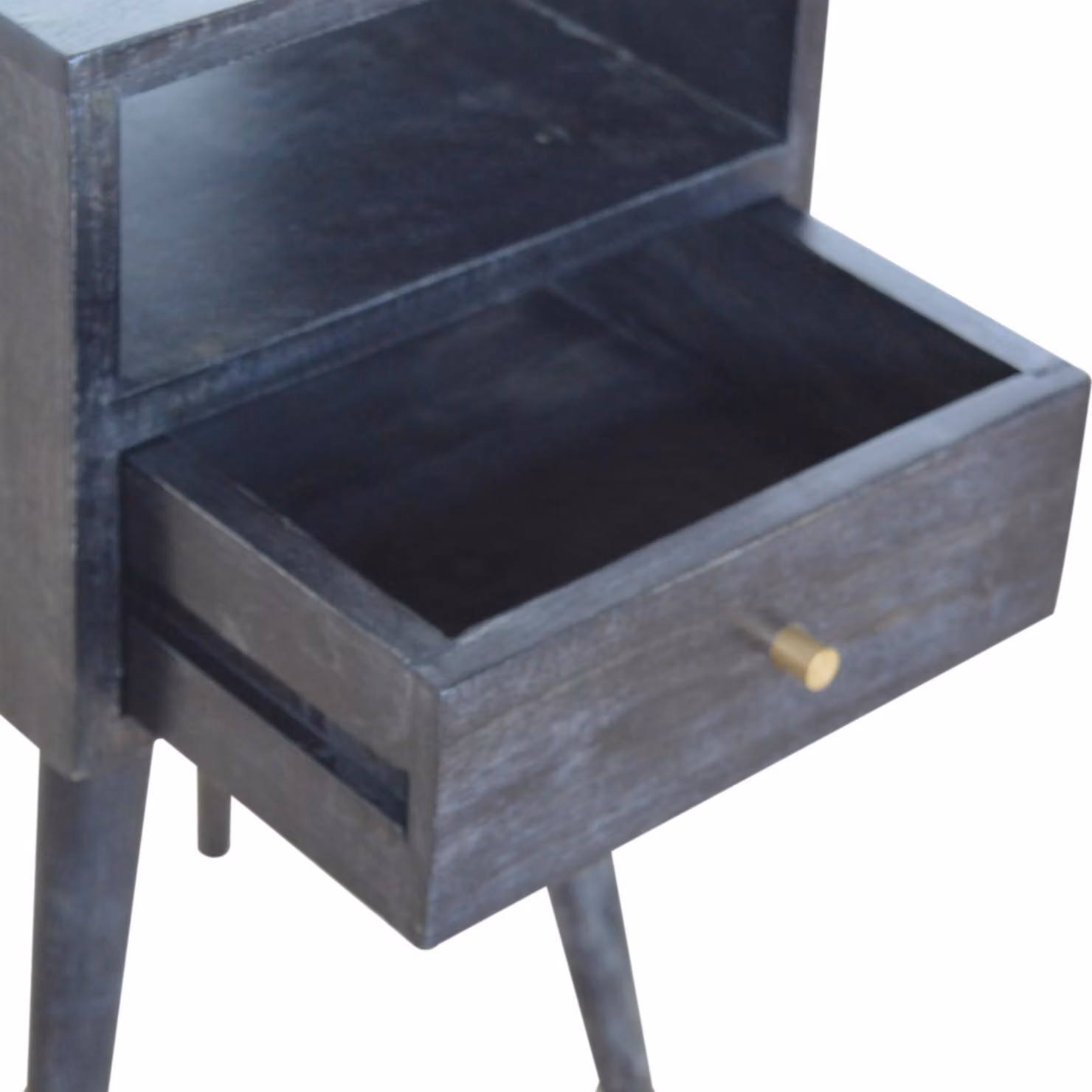 Aosom UK Mini Nightstand with Drawer and Open Shelf in Black, W/D/H: 30 x 30 x 57 cm – 3