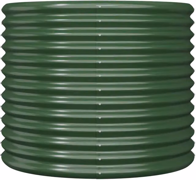 Berkfield Home Durable Powder-coated Steel Garden Planter Tub, Green, W/D/H: 80 x 80 x 68 cm – 1