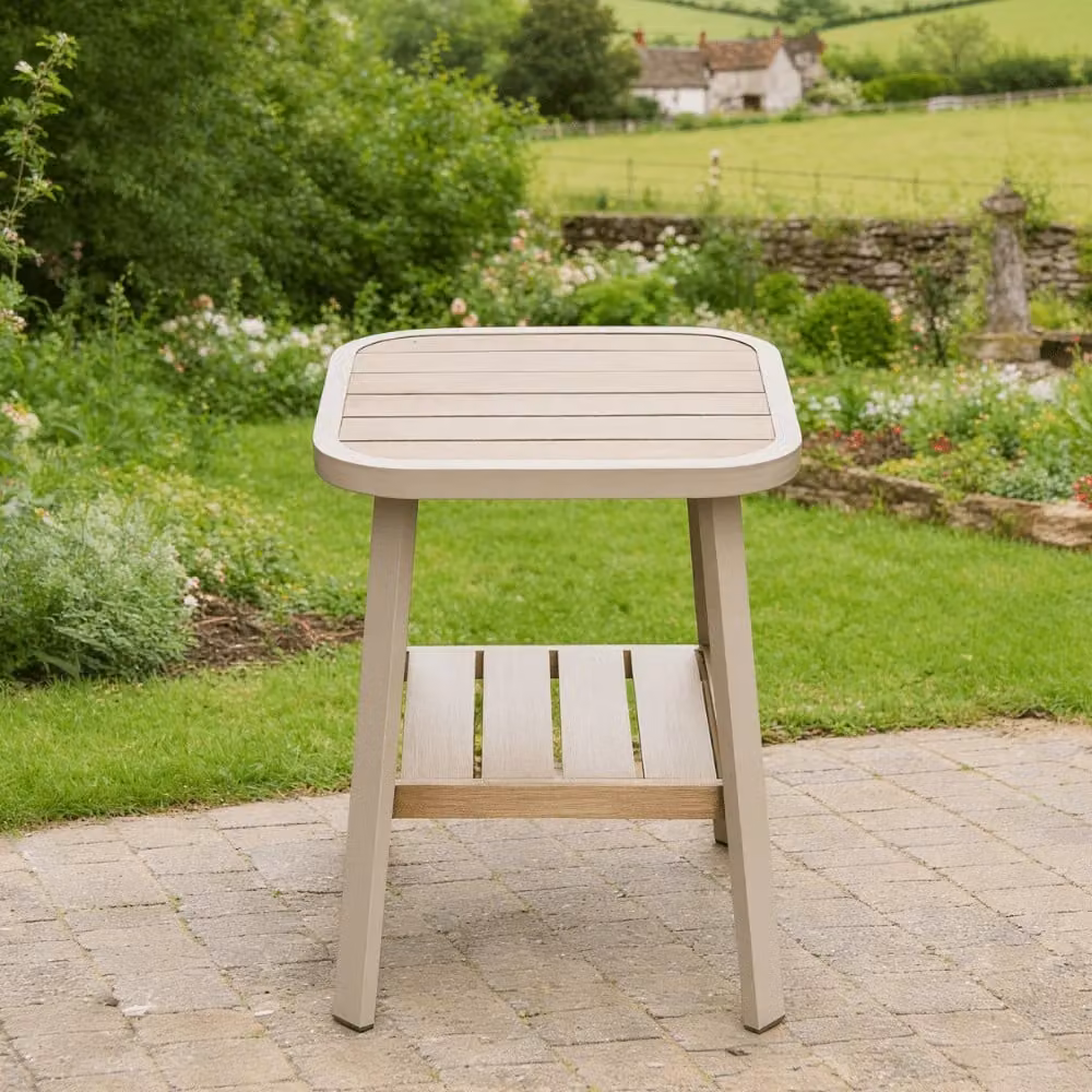 Atkin & Thyme Emilia Side Table in Beige Powder Coated Aluminium