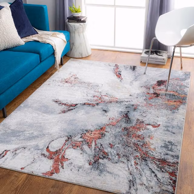 Livabliss Jolie Abstract Modern Marble Rug in Blue, Grey and Beige, W: 200 cm, L: 275 cm