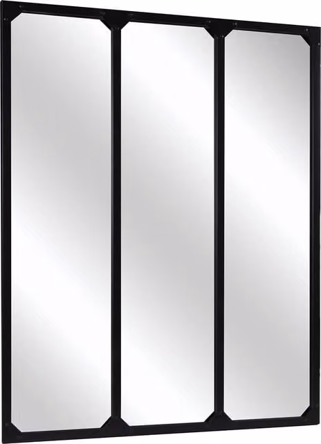 Charles Bentley Industrial Urban Wrought Iron Square Panel Mirror, Black, W: 95 cm, H: 120 cm