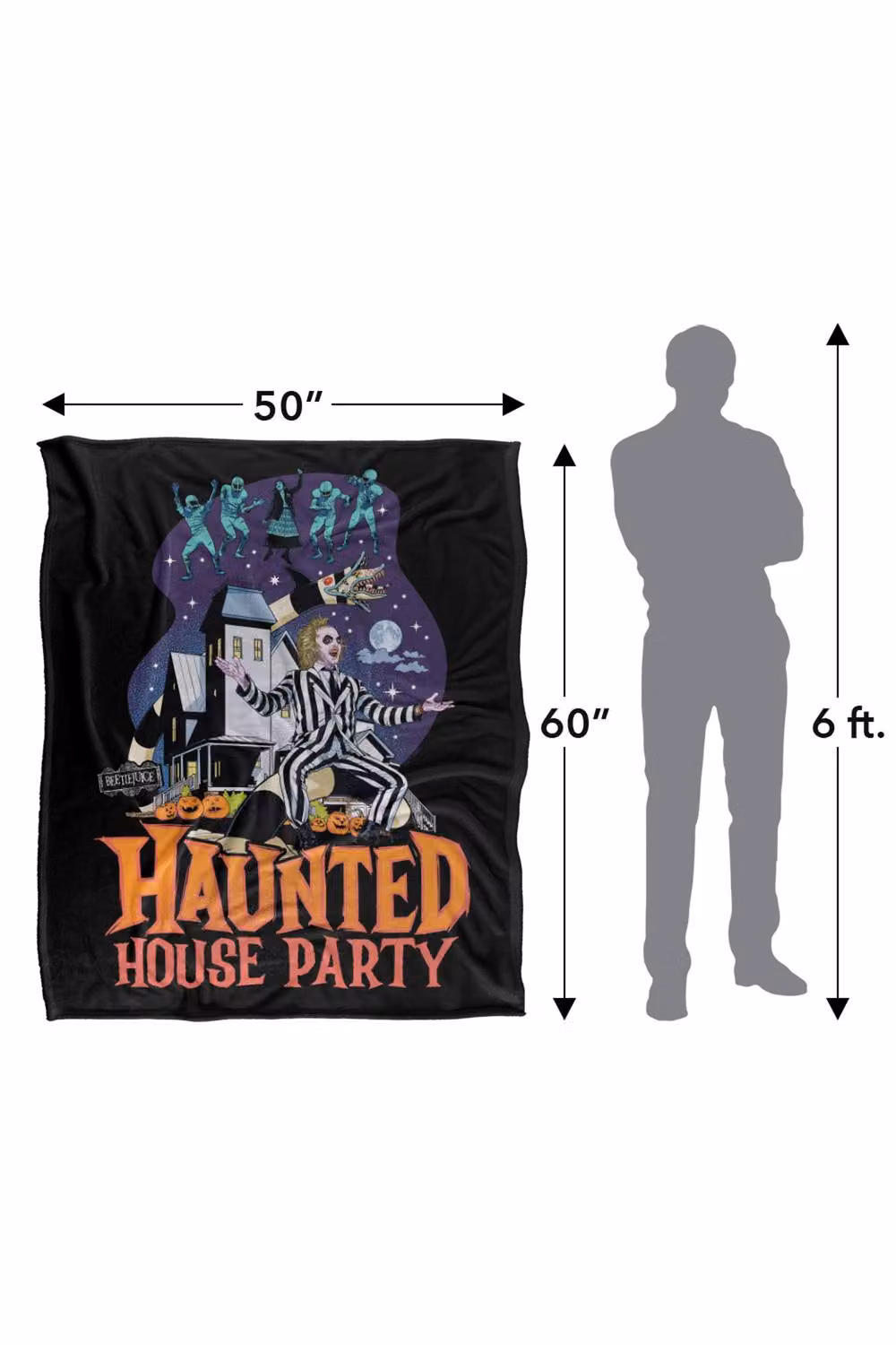 LOGOVISION Beetlejuice Haunted House Party Super Soft Fleece Throw Blanket, Multicolour, W/D/H: 91 x 147 cm – 8