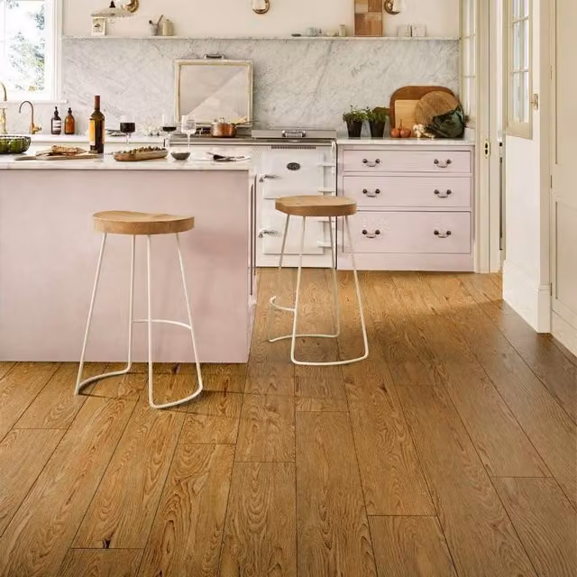 Vinyl Flooring UK Chene20 Golden Handscraped Engineered Wood Plank in Brown