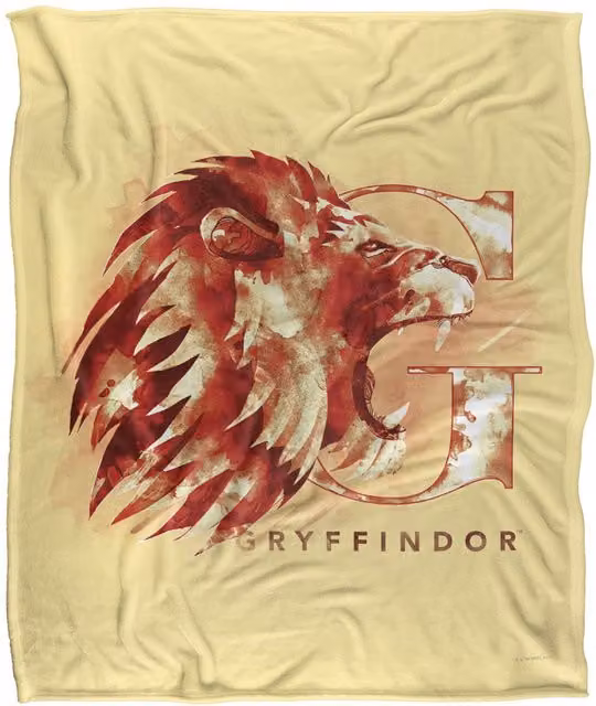 LOGOVISION Harry Potter Gryffindor Super Soft Fleece Throw Blanket, White and Multicolour, W/D/H: 152 x 127 x 1 cm – 1