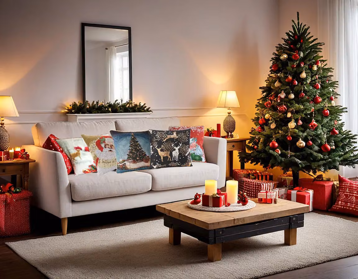 Luxury Living I Believe Christmas Tapestry Decorative Cushion Cover, Red and Gold, W/D/H: 45 x 45 x 4.57 cm – 2