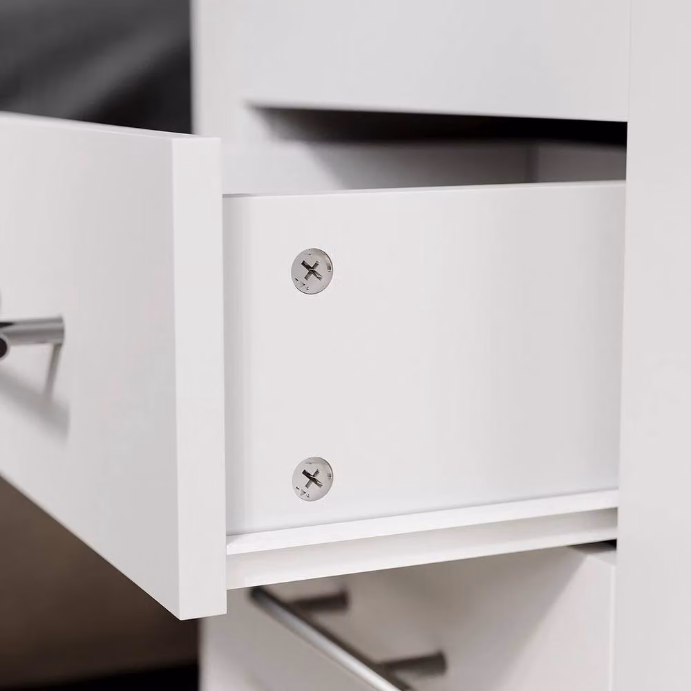 ERGOVEXA White Modern Bedside Table with 2 Drawers and Metal Handles – 3