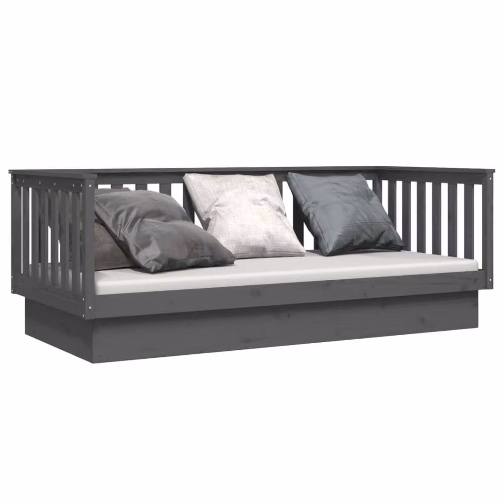 Berkfield Home Grey Rustic Solid Wood Pine Day Bed W/D/H: 200 x 80 x 76 cm – 3