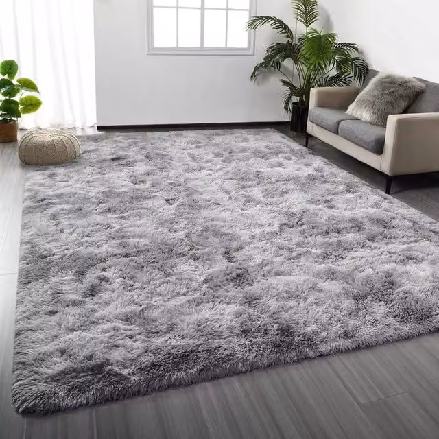 NESTLUNE Tie Dye Light Grey Large Shaggy Rug, W: 230 cm, D: 160 cm