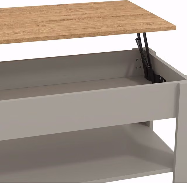 Galano Brixburn Modern Lift-Up Coffee Table in Grey Oak