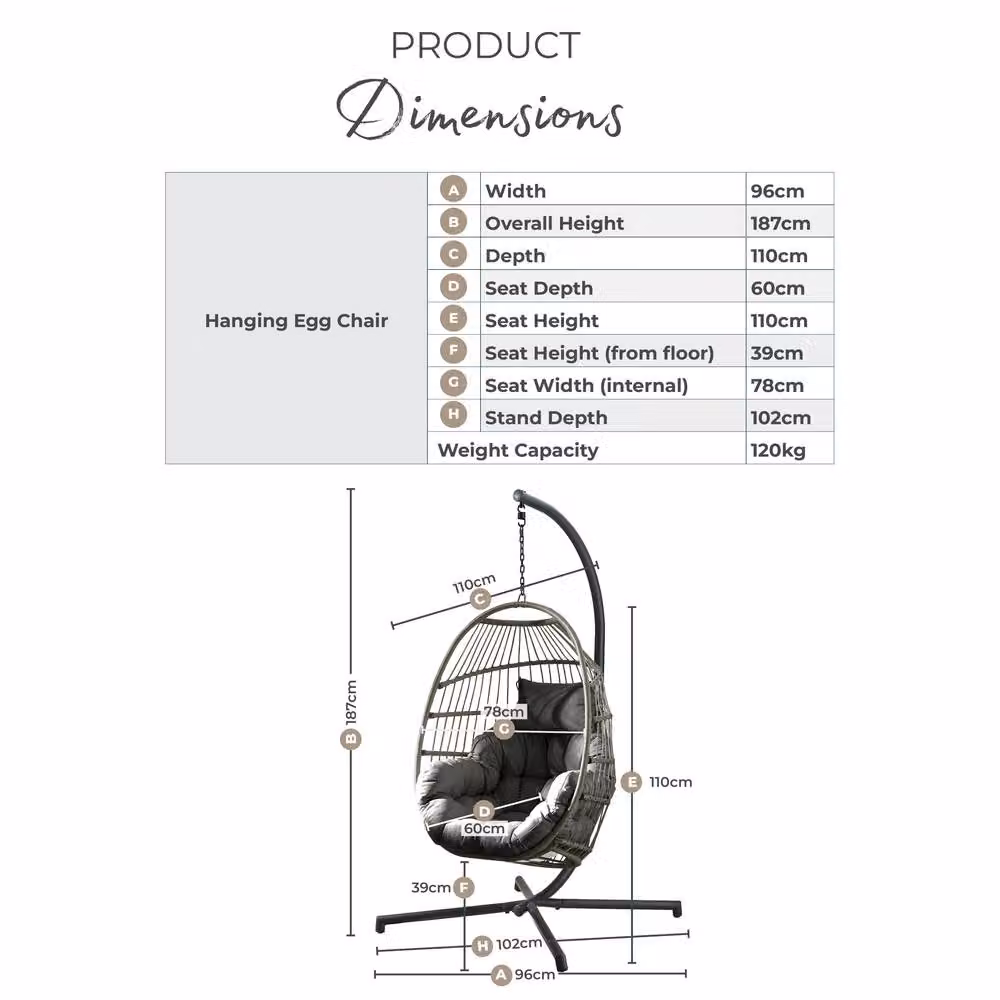 FurnitureboxUK Egg Outdoor Garden Hanging Chair in Light Brown – 5