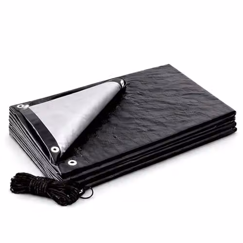 SolaDirect Heavy Duty Black Waterproof Tarpaulin with Bungee Rope, 5 x 5 m, 235 GSM – 2
