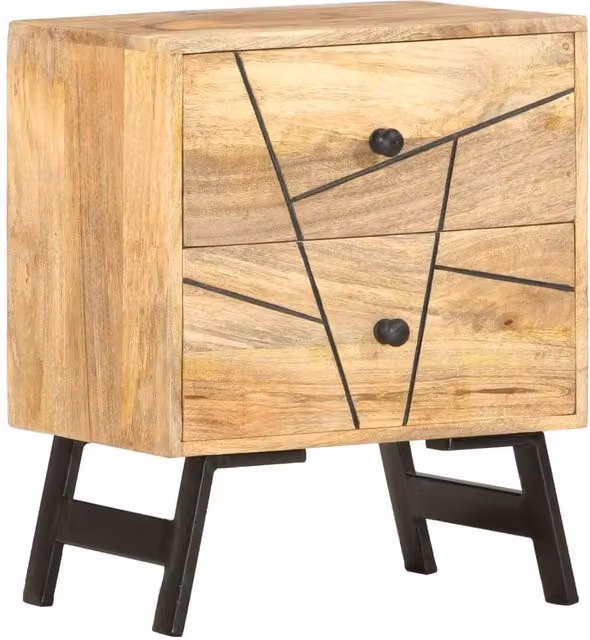 Berkfield Home Bedside Cabinet in Brown Solid Mango Wood W/D/H: 40 x 30 x 50 cm