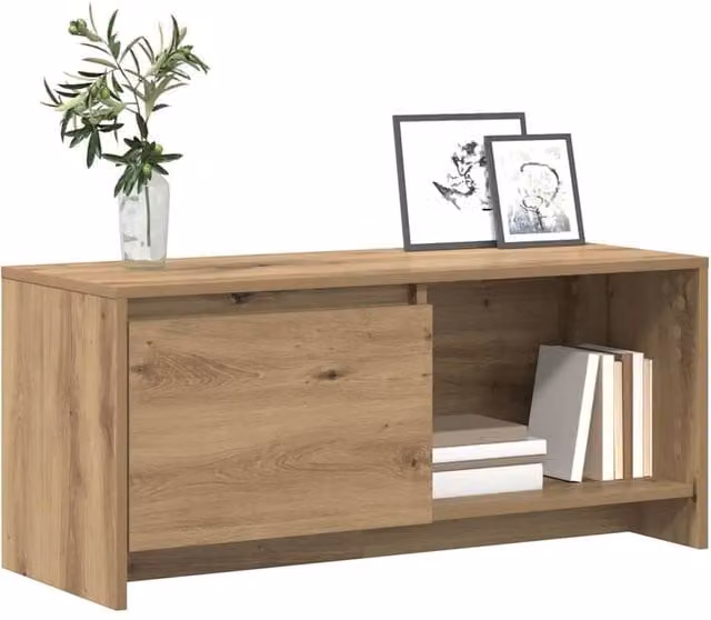 Berkfield Home Artisan Oak TV Stand in Brown and Multicolour, W/D/H: 90 x 35 x 40 cm