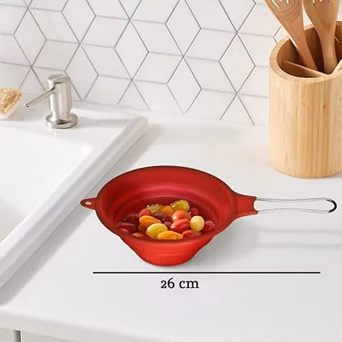 Orsina Red Silicone Zing Collapsible Colander with Handles, W/D/H: 26 x 11 x 5 cm – 3