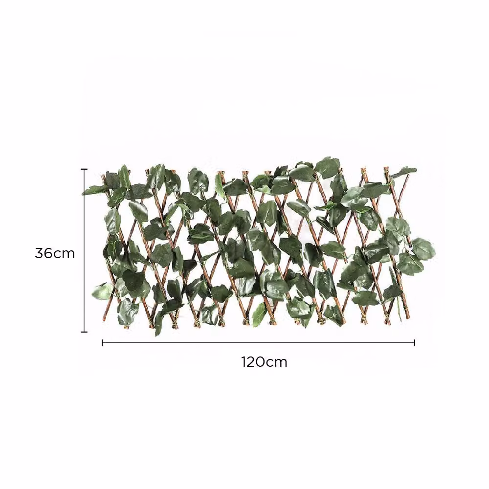 Voltico Artificial Ivy Trellis Garden Screen in Green and Brown, W: 120 cm, H: 36 cm – 3