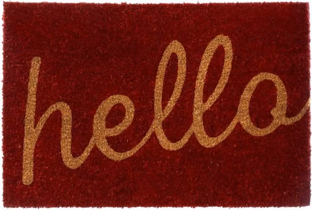 Orsina Red Hello Round Coir Doormat, Diameter: 100 cm – 1