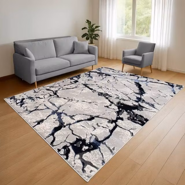 Smart Living Venice Modern Carved Abstract Rug in Light Grey, W: 200 cm, D: 290 cm – 1