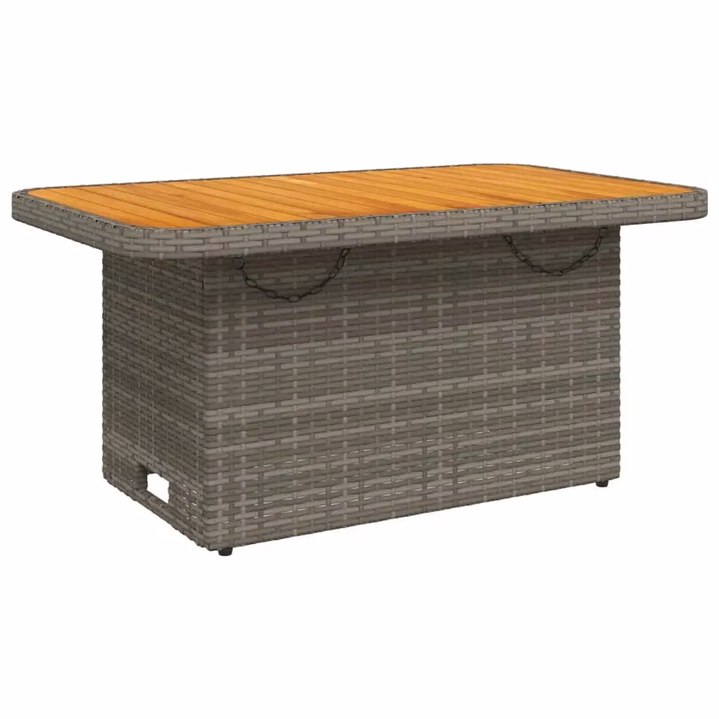 Berkfield Home Grey Garden Table in Poly Rattan and Acacia Wood, W/D/H: 90 x 55 x 71 cm – 2