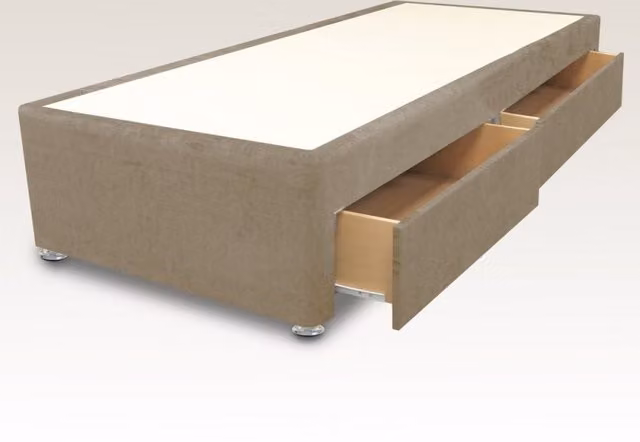 ASC Lunar Divan Base, 3ft Single, Beige Upholstered Modern Frame