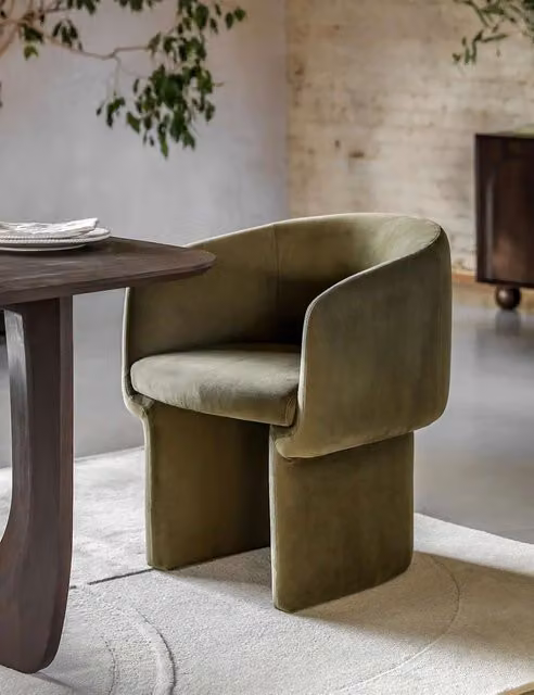 Gallery Direct Holm Green Velvet Fabric Dining Chair with Pine Wood Frame