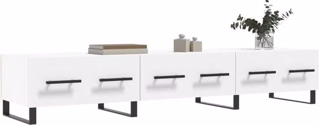 Berkfield Home Modern White TV Cabinet in Engineered Wood, W/D/H: 150 x 36 x 30 cm – 1