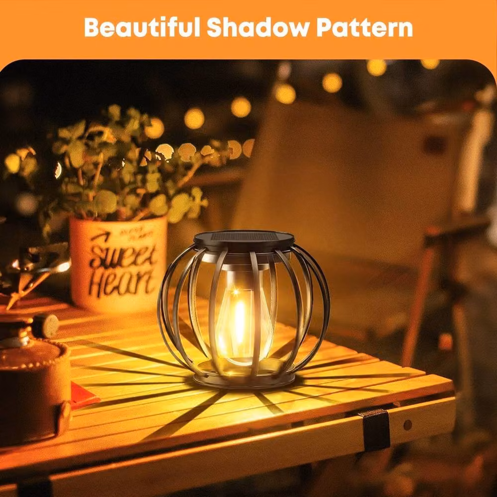 SPETLEK 3-Piece Set of Black Solar LED Hanging Lanterns for Outdoor Garden Use – 5