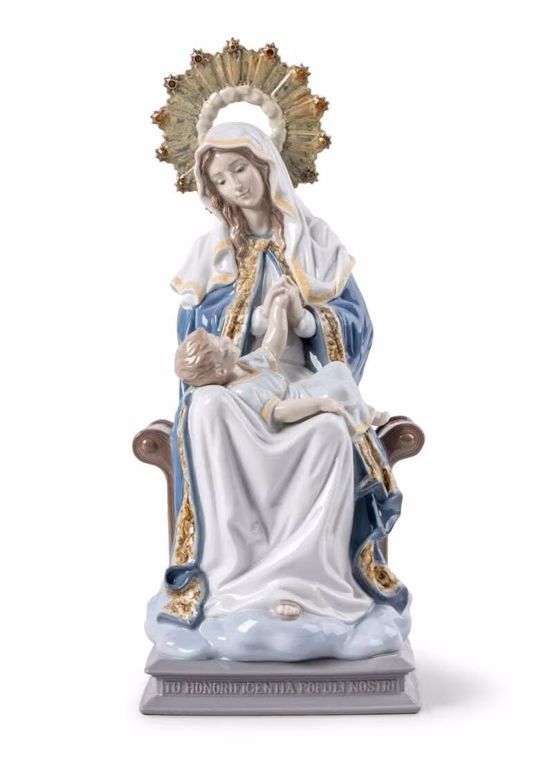 Lladró Our Lady of Divine Providence Blue Porcelain Figurine