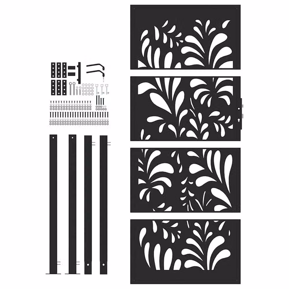Berkfield Home Beautiful Garden Gate in Black Steel, W: 105 cm, H: 205 cm – 4