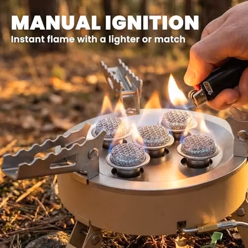 Outsunny High Power Gas Camping Stove in Khaki with Stainless Steel Components – 4