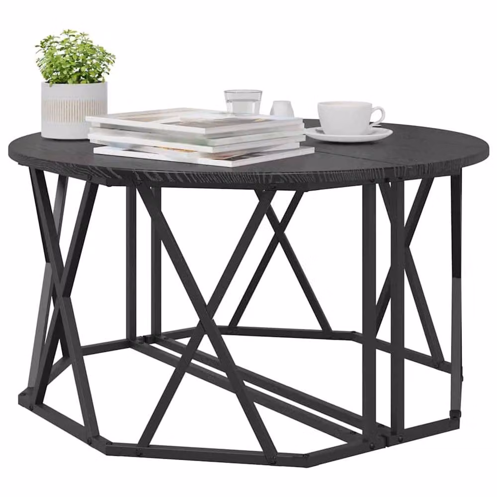 Berkfield Home Black Oak Coffee Table in Black Engineered Wood, W/D/H: 80 x 80 x 42 cm – 3